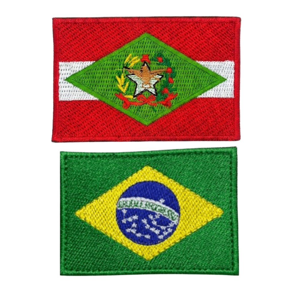Kit 2 Patch Bandeira do Brasil e de Santa Catarina Estado Brasileiro com Velcro