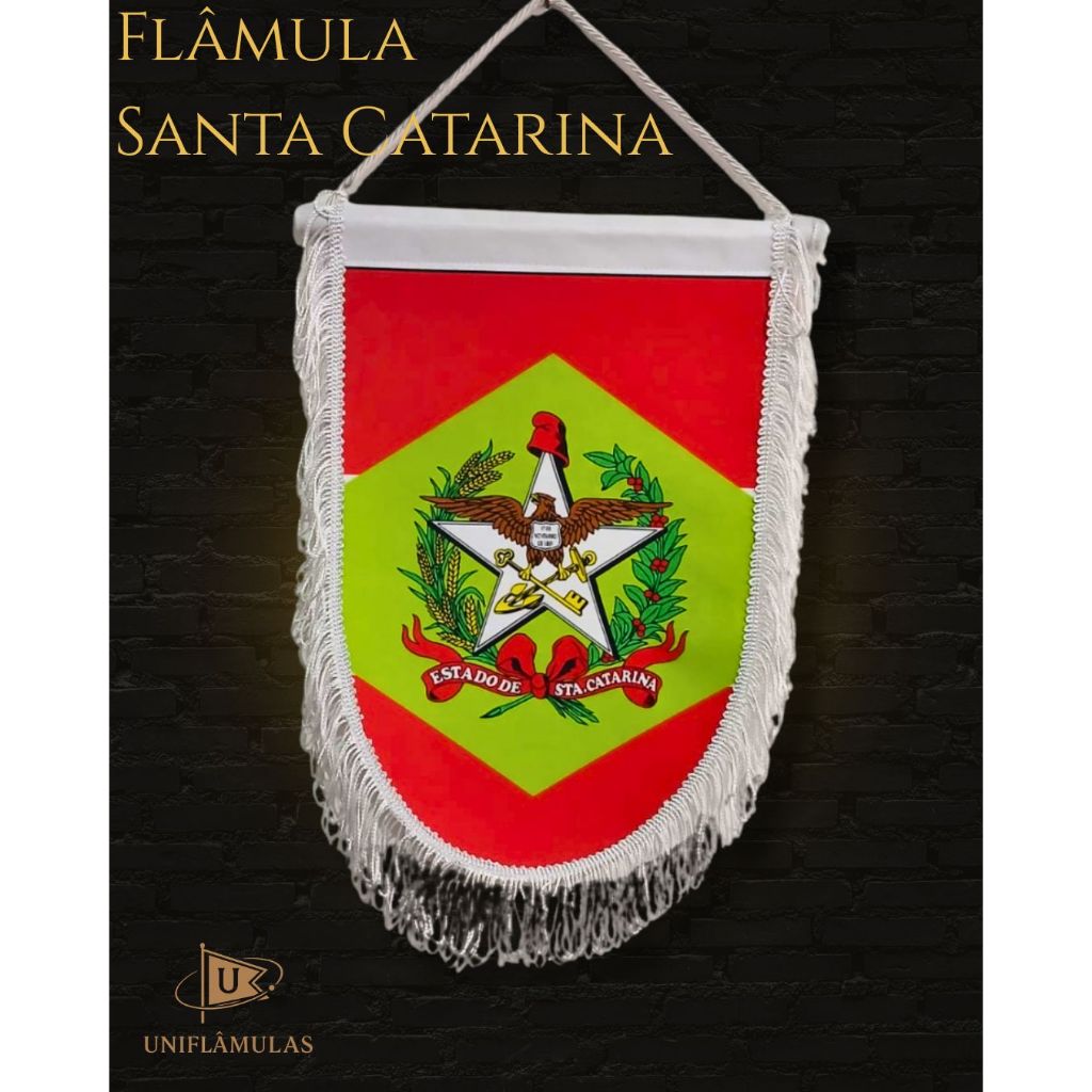 Flâmula Estado de Santa Catarina Decorativa 20x30 cm Bandeira Catarinense Presente Colecionável