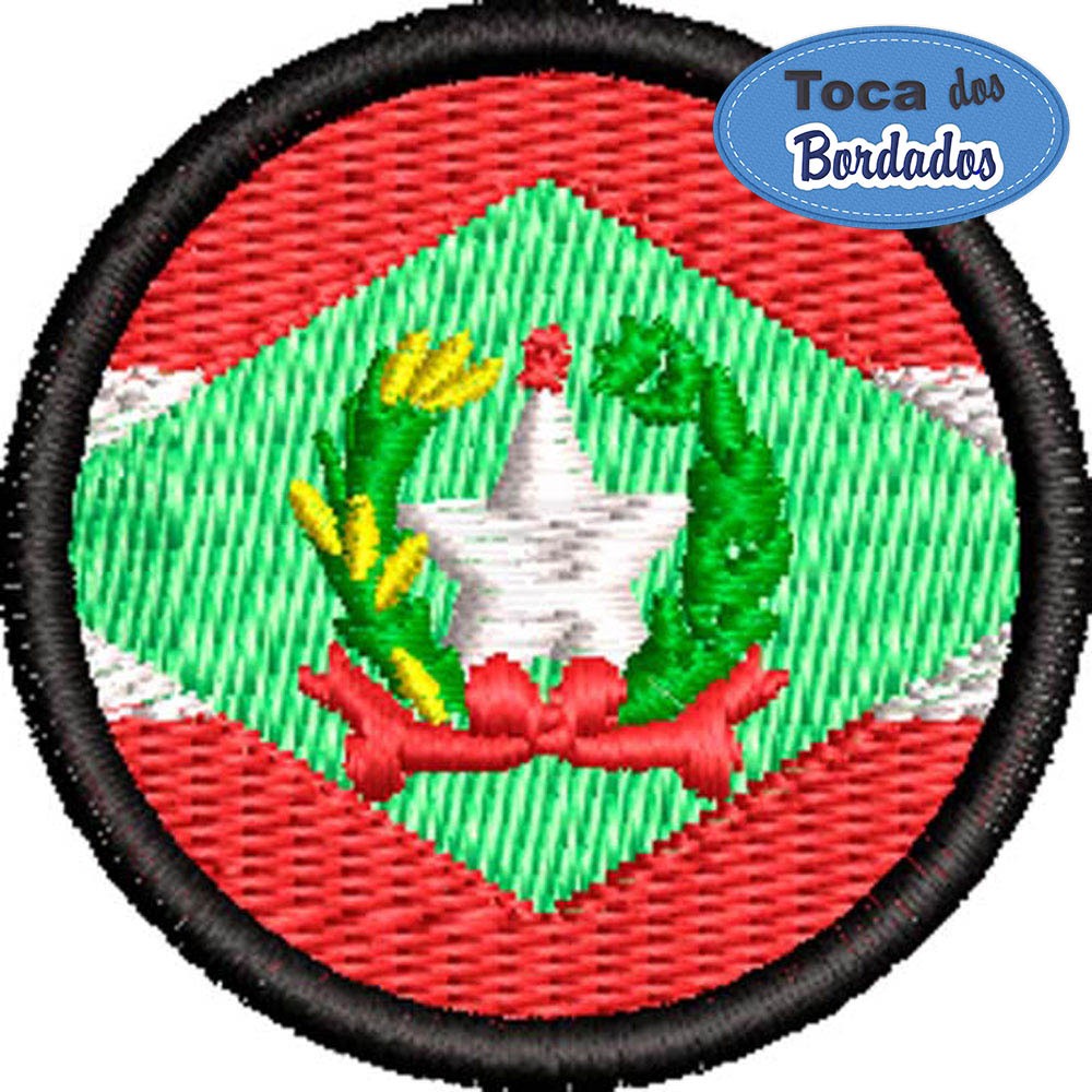 Patch Bordado Bandeira Estado Santa Catarina 4x4 Cód.BRE29 redonda