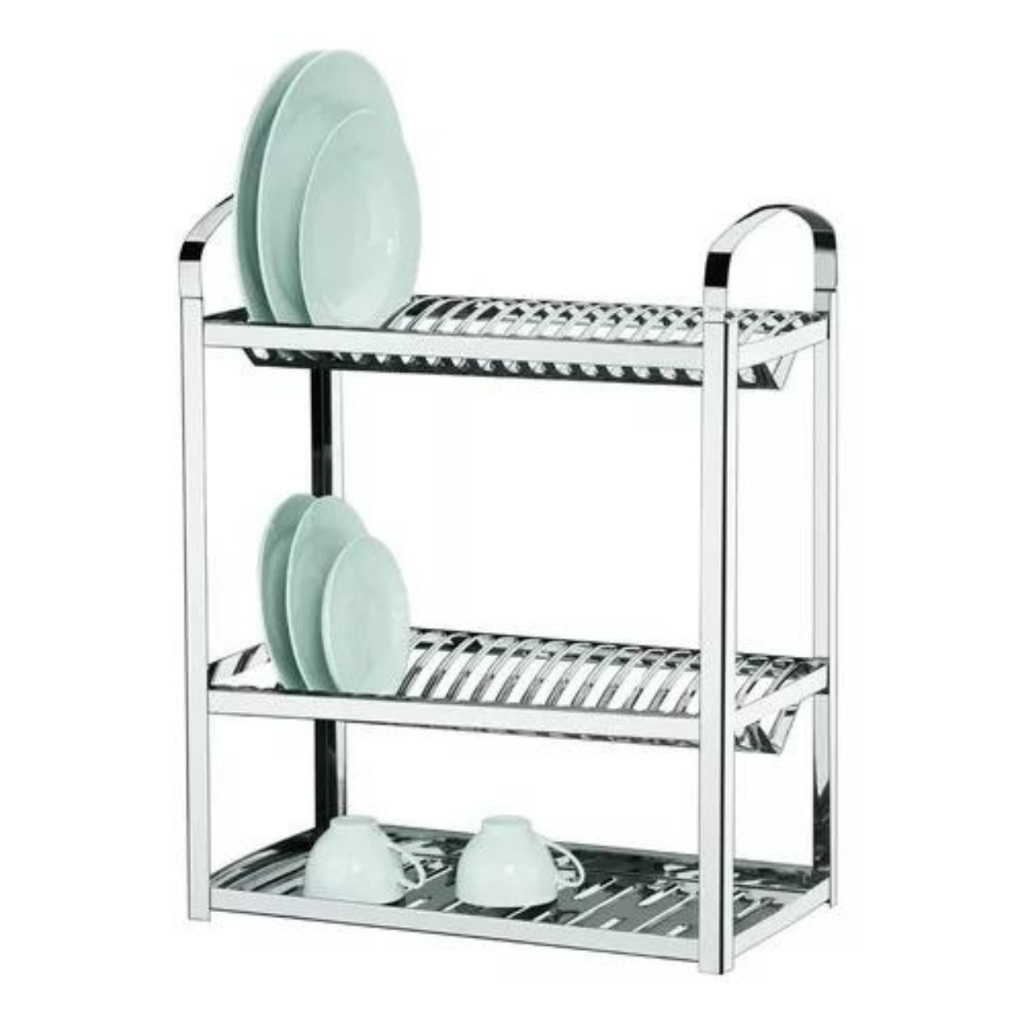 Escorredor Super Linha Industrial Luxo De 40 Pratos Em Aço Inox