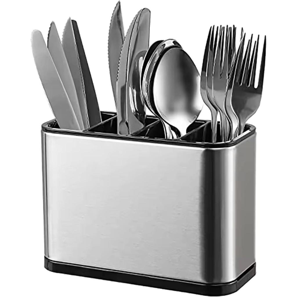 Super Escorredor Porta Talheres Pia Silver Inox Aço Inox 316 antiferrugem18x13x8cm