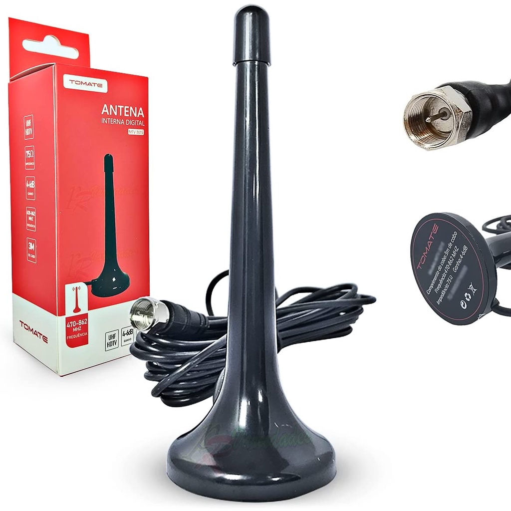 Antena TV Digital MTV3015 Tomate Hdtv Uhf Vhf Interna 4 a 6 Dbi mini