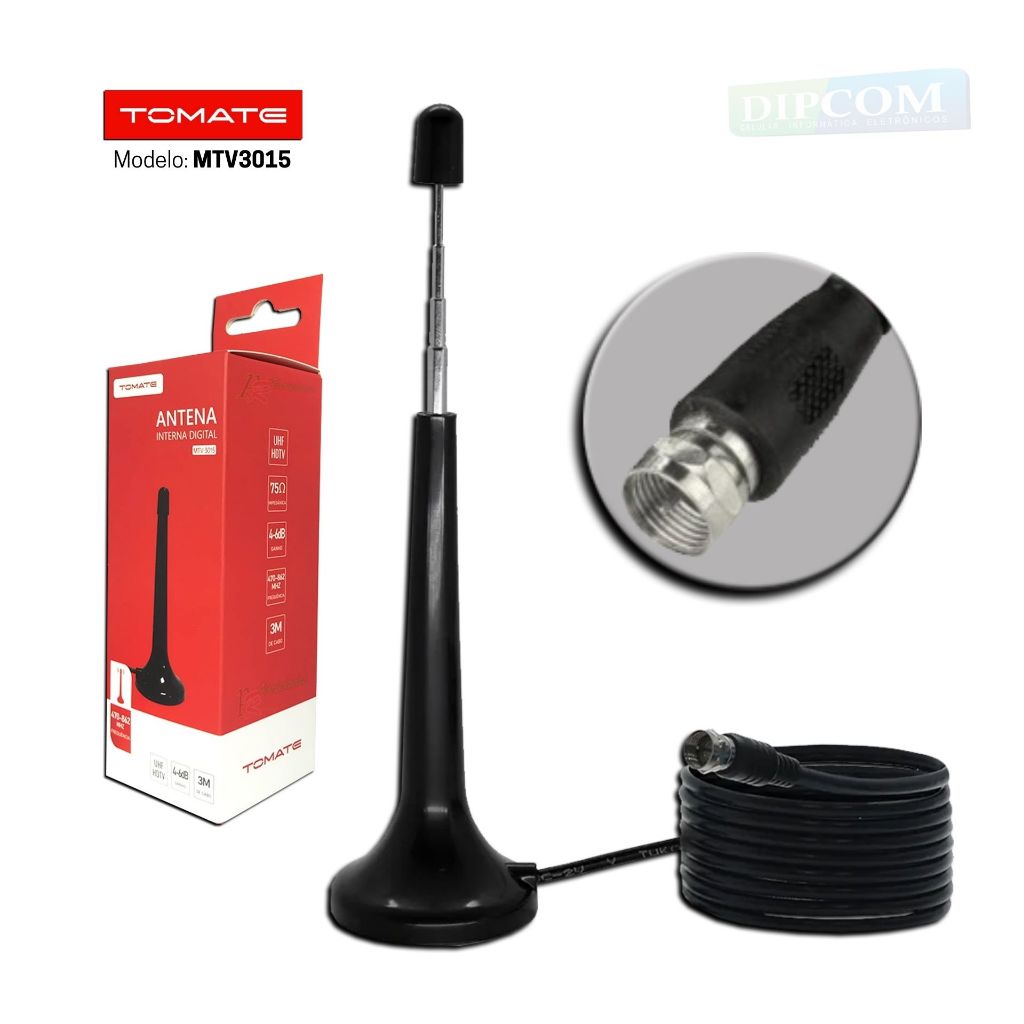 Antena Digital HDTV UHF VHF para Canais Abertos Cabo 3m Tomate MTV-3015