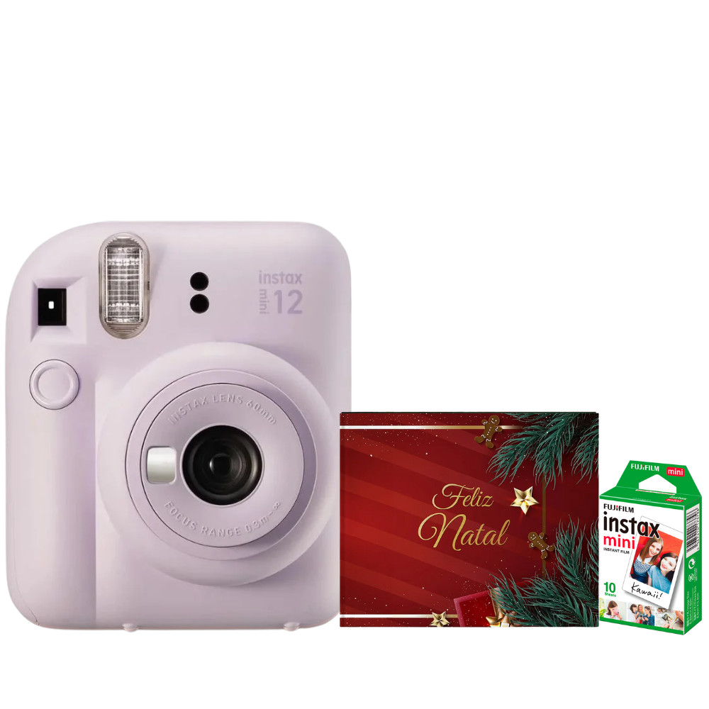 KIT Câmera Fujifilm Instax Mini 12 Lilás + 10 FT + Àlbum NATAL