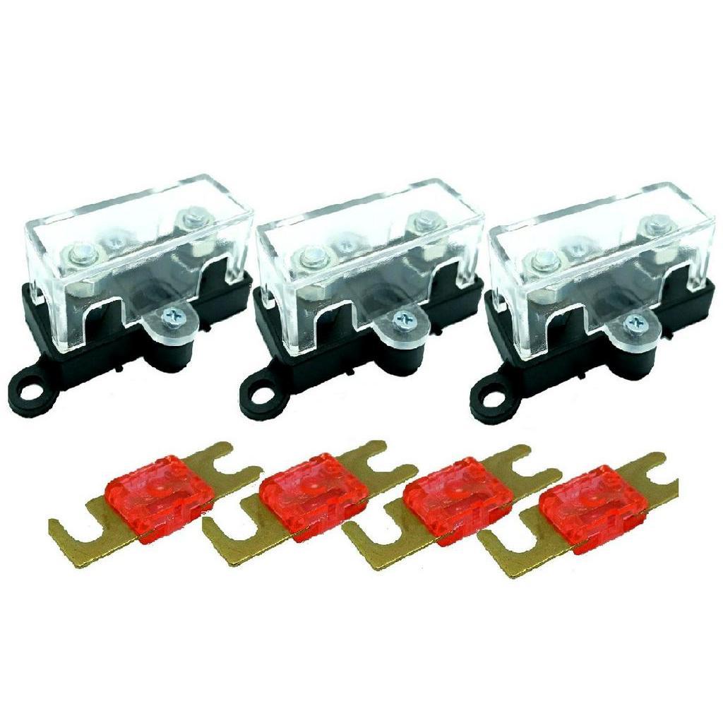 3x Porta Fusível Automotivo Midi e 4x Fusíveis 100 Amperes
