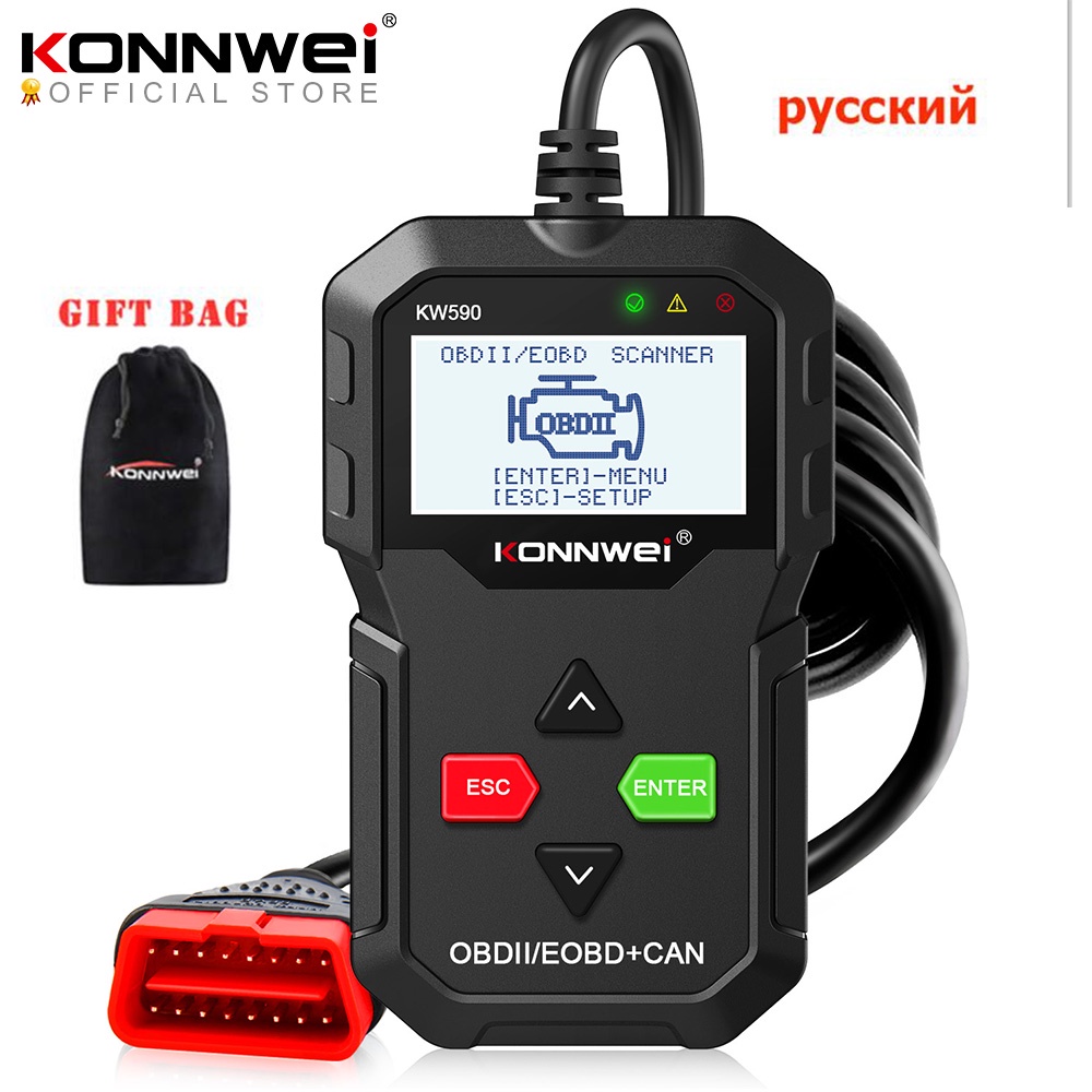 Ferramenta De Diagnóstico OBD KONNWEI KW590 Leitor De Código De Carro Automotivo OBD2 Scanner Suporte Multi-Marcas Carro