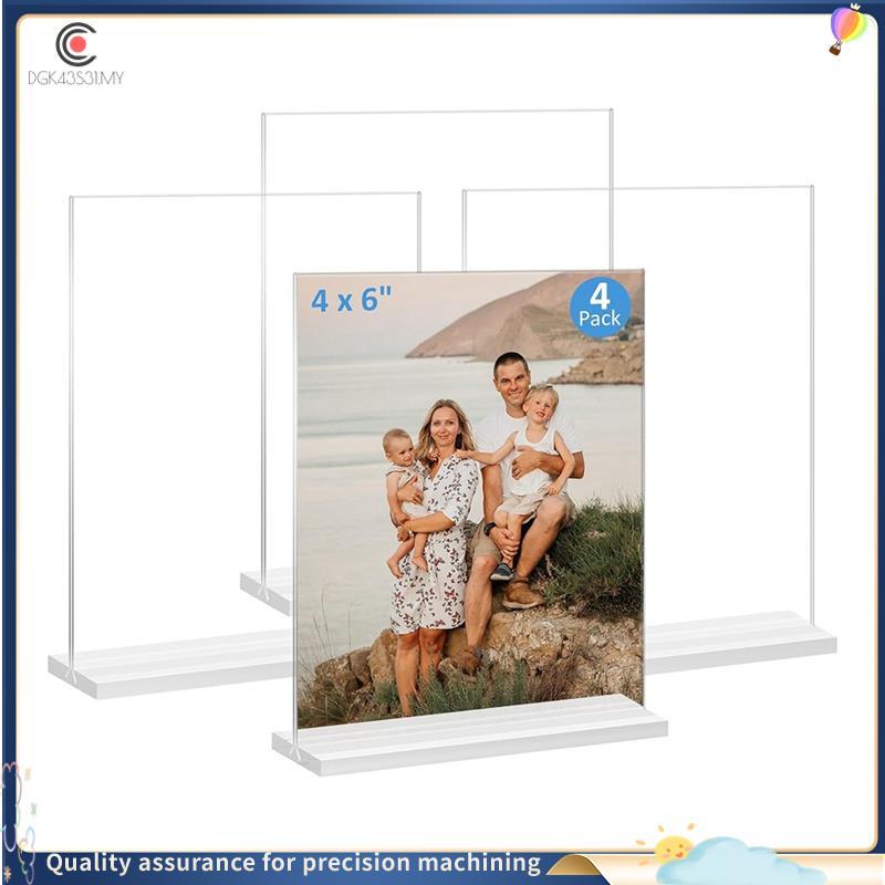 [hukou33] Porta-Retratos Acrílico 4x6 Polegadas , 4 Pacotes De Plástico Em Pé , Display De Mesa De Imagem Dupla Face