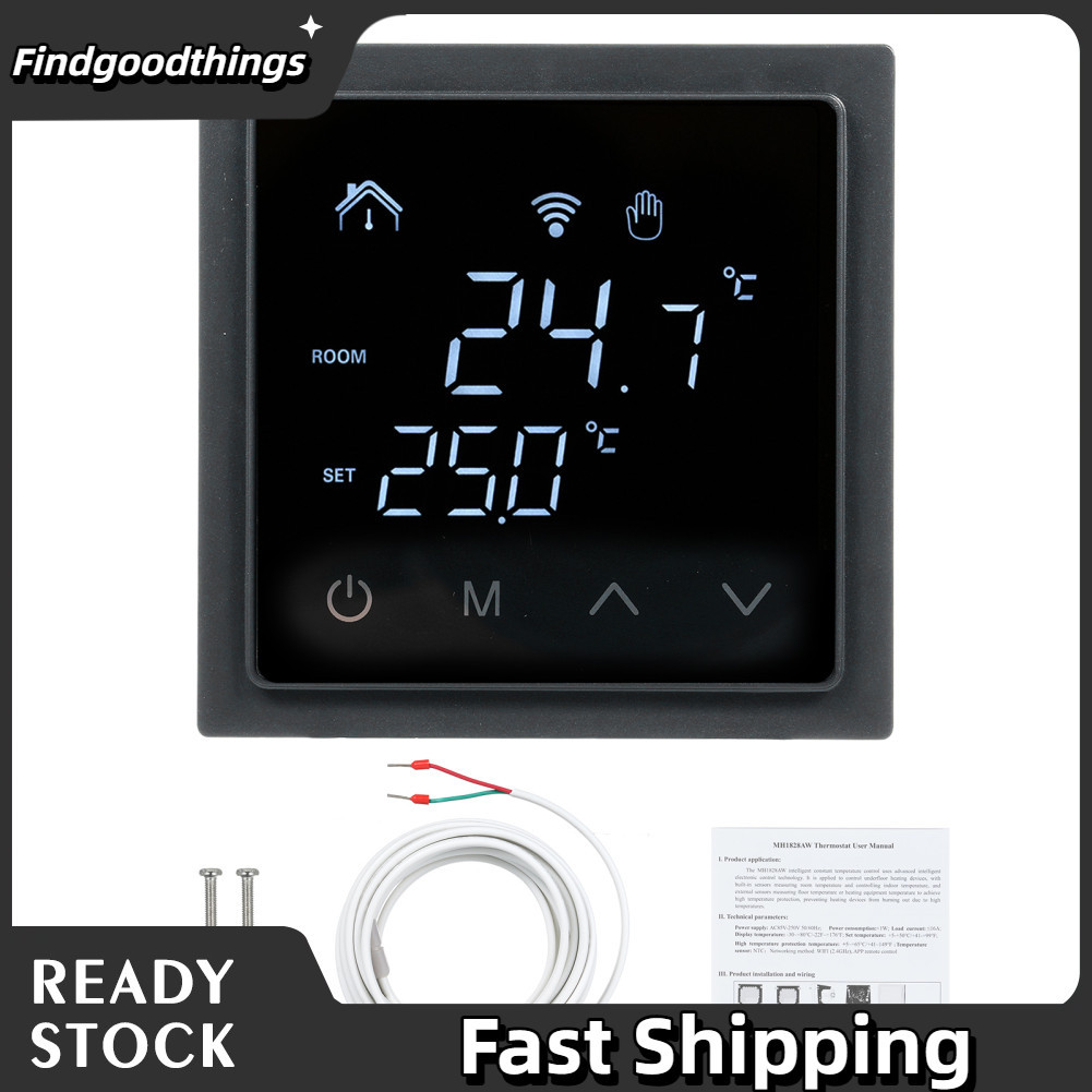 Findgoodthings-br Termostato inteligente controlador de temperatura WiFi com tela de toque LED para aquecimento de piso