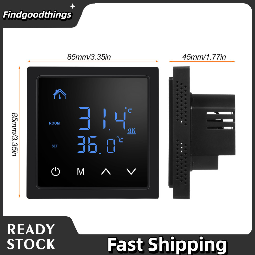 findgoodthings-br Termostato inteligente 16A Controlador de temperatura de aquecimento de piso com tela de toque LED