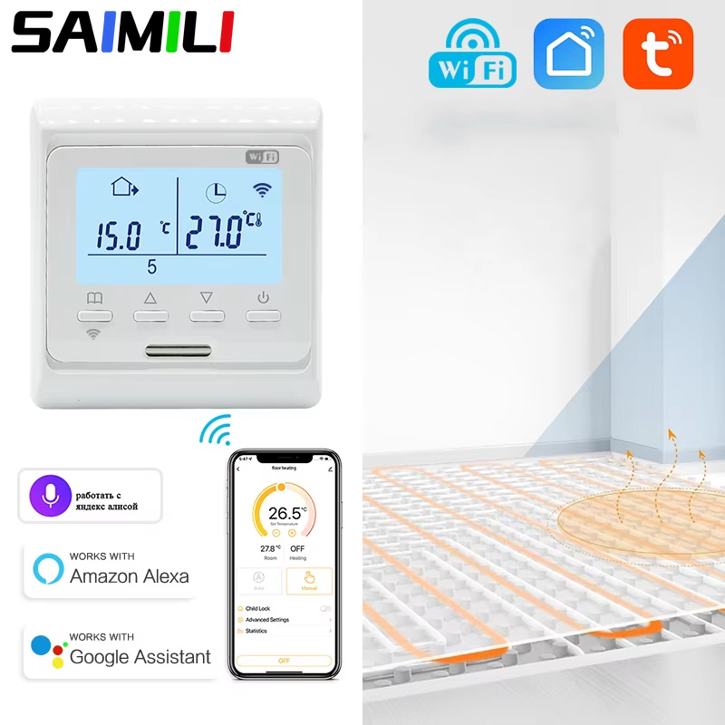 Interruptor Inteligente Saimili Para Tuya switch Termostato Aquecimento De Piso WiFi Controlador De Temperatura APP Cont