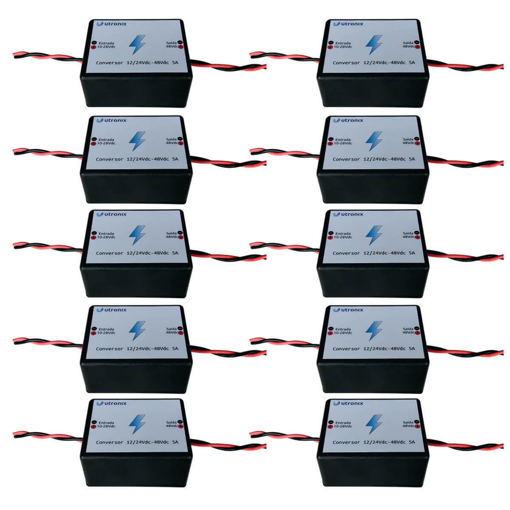 Kit 10 x Conversor de tensão 12V e 24V para 48V 5A universal Step Up Fonte DC Caminhao Revenda 240W