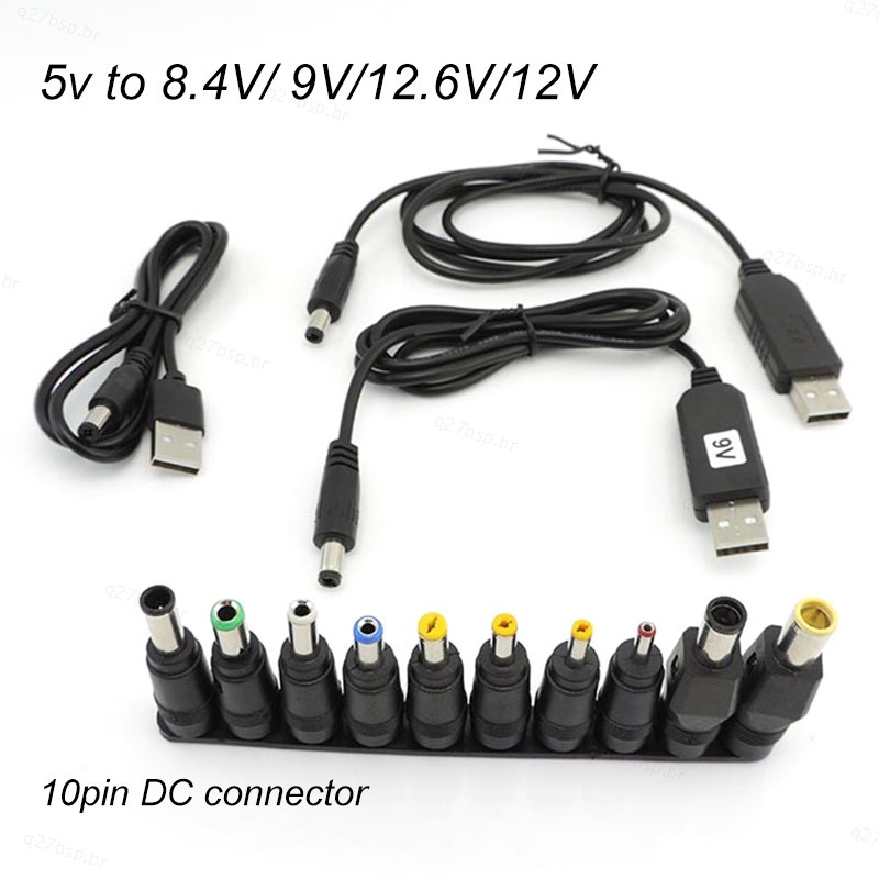 Linha De Impulso USB dc 5V A 9V 8.4V 12V 12.6v Módulo Step UP 10 Macho power jack plug Conversor BR27B