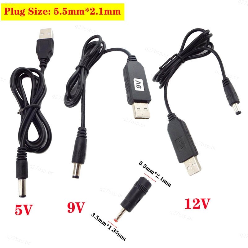 USB 5V Para DC 5V 9V 12V 3.5mm Linha De Reforço De Energia Step UP Módulo Conector Cabo Adaptador De Alimentação BR27B