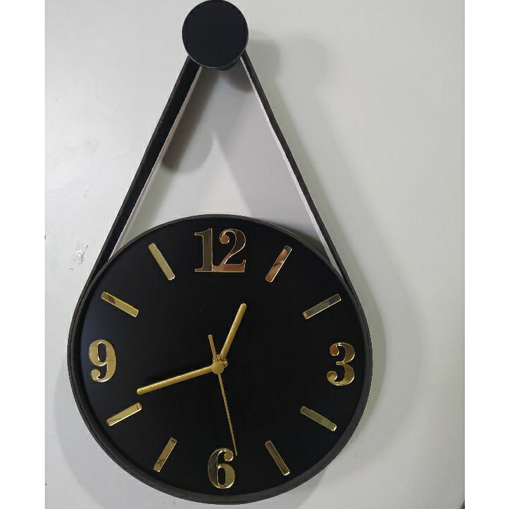 Relógio de Parede 26 cm (Silencioso), Modelo Adnet, Preto/Preto/Cardinais Dourado.