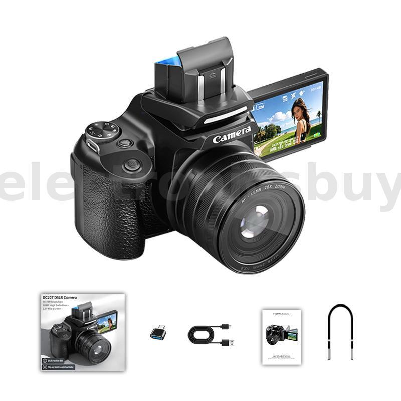 Câmera Digital SLR DC207 4K , Zoom 68MP 28X , Tela Dupla , Visor De Nível De Cintura , De Vlogging , Foco Automático , B