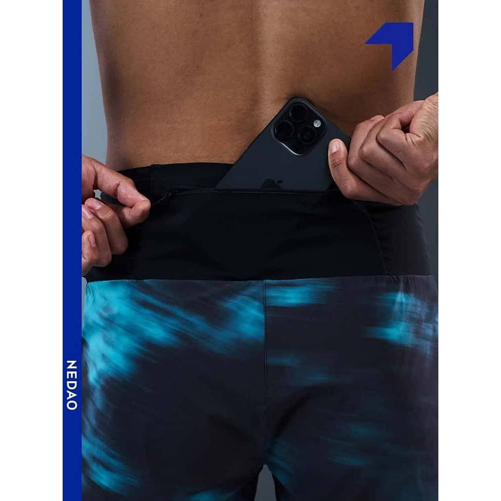 Maratona Shorts armazenamento cintura saco 10cm grande capacidade correndo calças das mulheres dos homens longo correndo