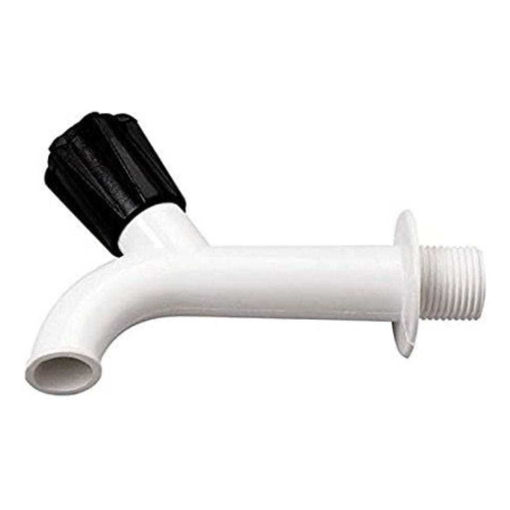 Torneira PVC para Tanque Curta 10cm Branca 1/2 Pol Herc