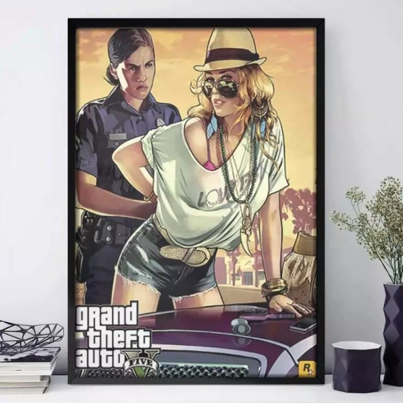Quadro placa decorativa Grand Theft Auto V 20x30   Alta Qualidade 4k
