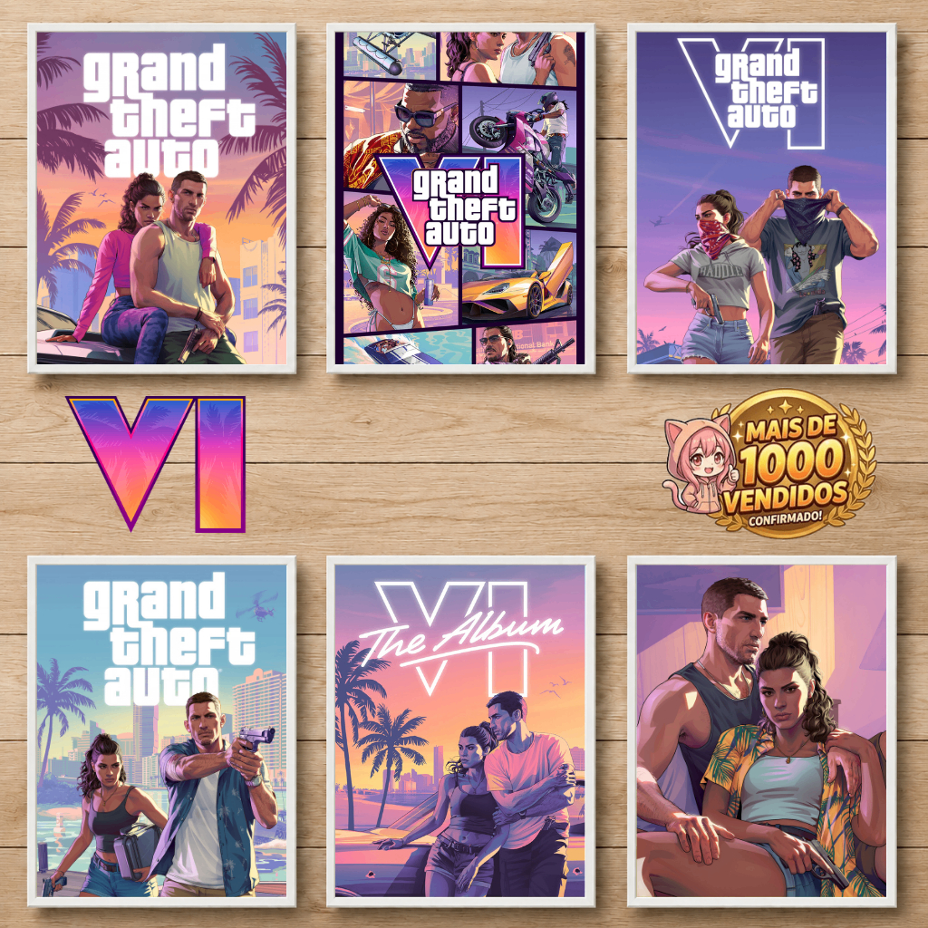 Placa Decorativa Grand Theft Auto VI – Quadros MDF 20x28 Premium GTA 6