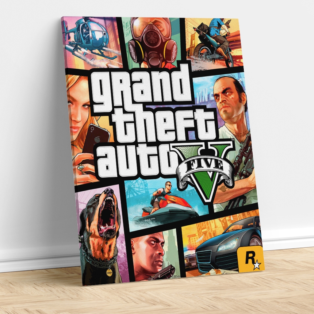 Placa Decorativa MDF Gta 5 Grand Theft Auto Five Quadro Decoração Gamer Parede Tamanho 20x28 A4