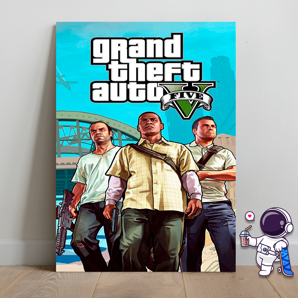 GTA V Grand Theft Auto - Quadro Placa Decorativa MDF 20x28CM
