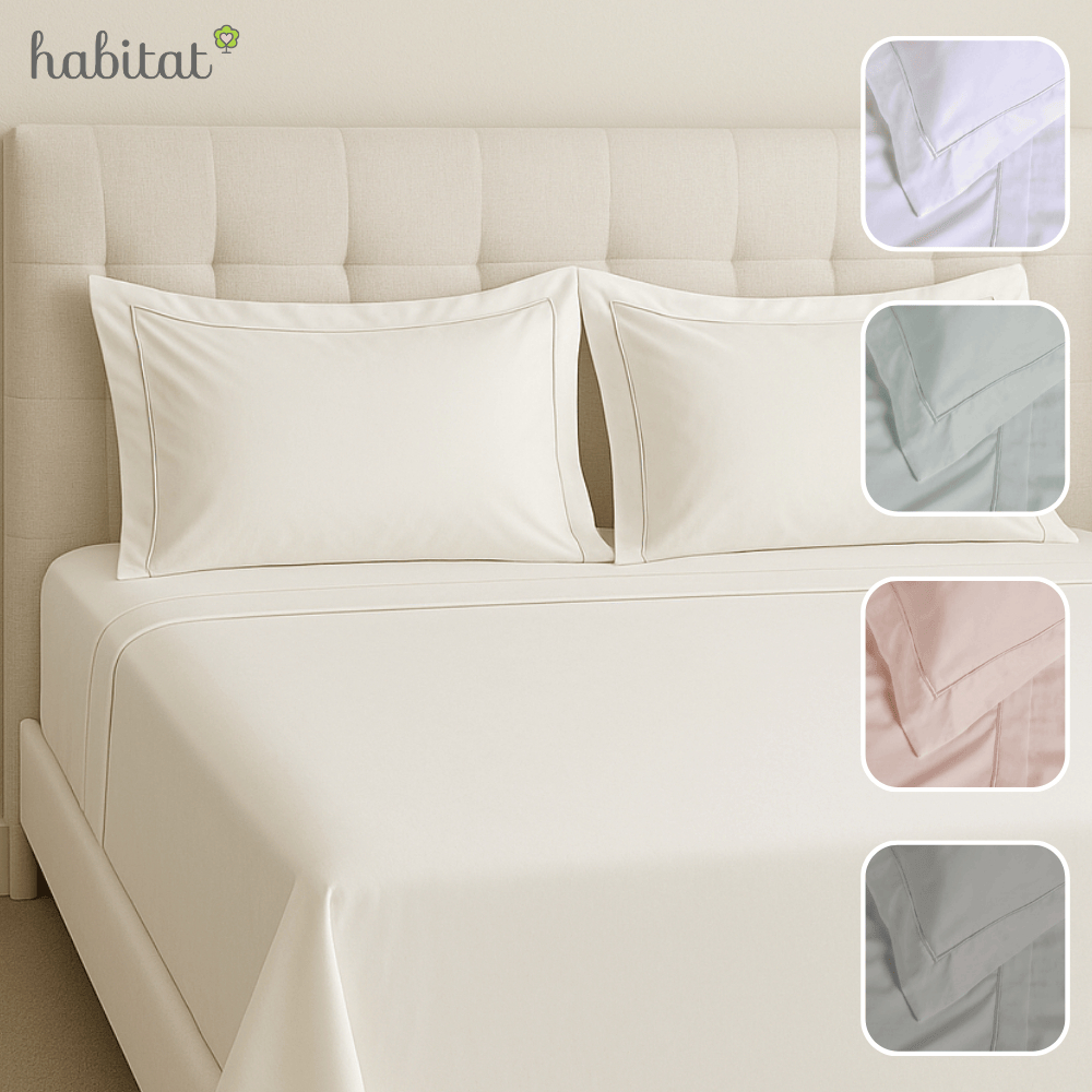 Jogo de Cama Lençol e Porta Travesseiro 4 Pçs 100% Algodão 300 Fios Casal Queen King Essence Habitat