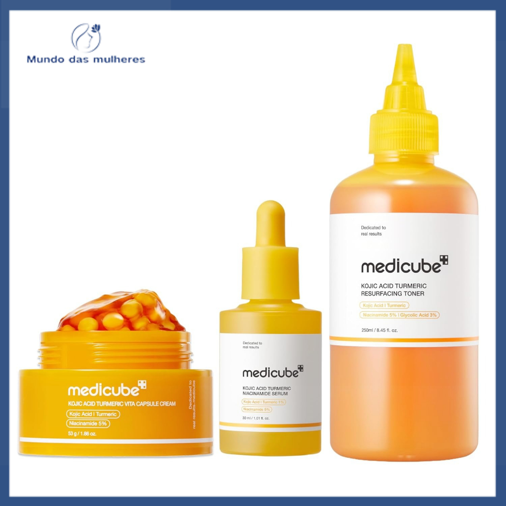 Medicube Kojic Acid Turmeric Vita Capsule Cream 53g + Resurfacing Toner 250ml + Niacinamide Serum 30ml