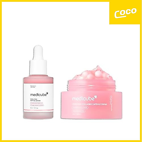 Medicube PDRN Pink Peptide Serum 10ml 30ml&PDRN Pink Collagen Capsule Cream 55g