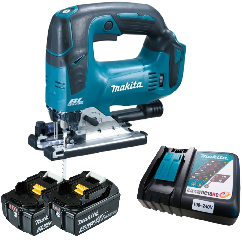 Serra Tico-tico 18v MAKITA DJV182 + 2 Baterias 5Ah BL1850 + Carregador Rápido