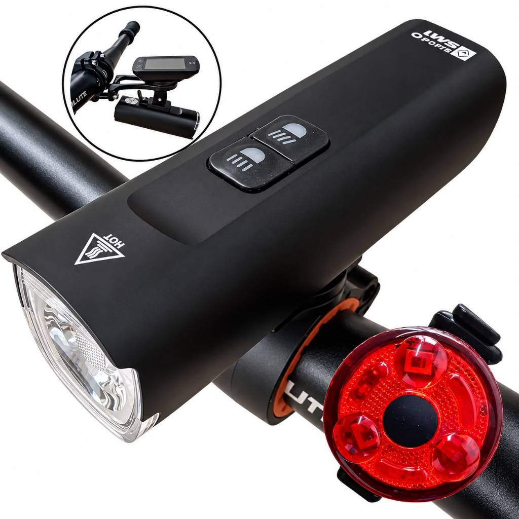 Farol Bike Led Hxp-50 + Pisca Traseiro Bicicleta Profissional 10.000 Lumens JWS WS-5249