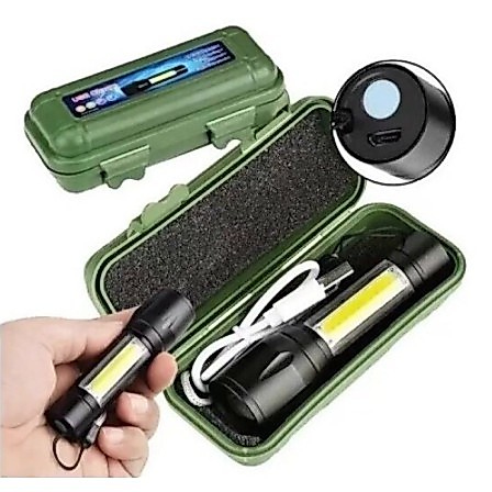 Mini Lanterna Xpe Cob Led Flash de Luz 5.000 Lumens à Prova D'água Com Led E Zoom luz forte