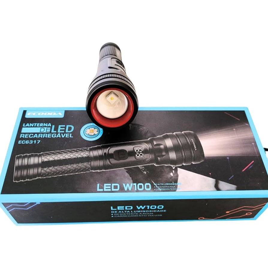 Lanterna Led W100 Recarregável 10.000 Lumens Foco Redondo