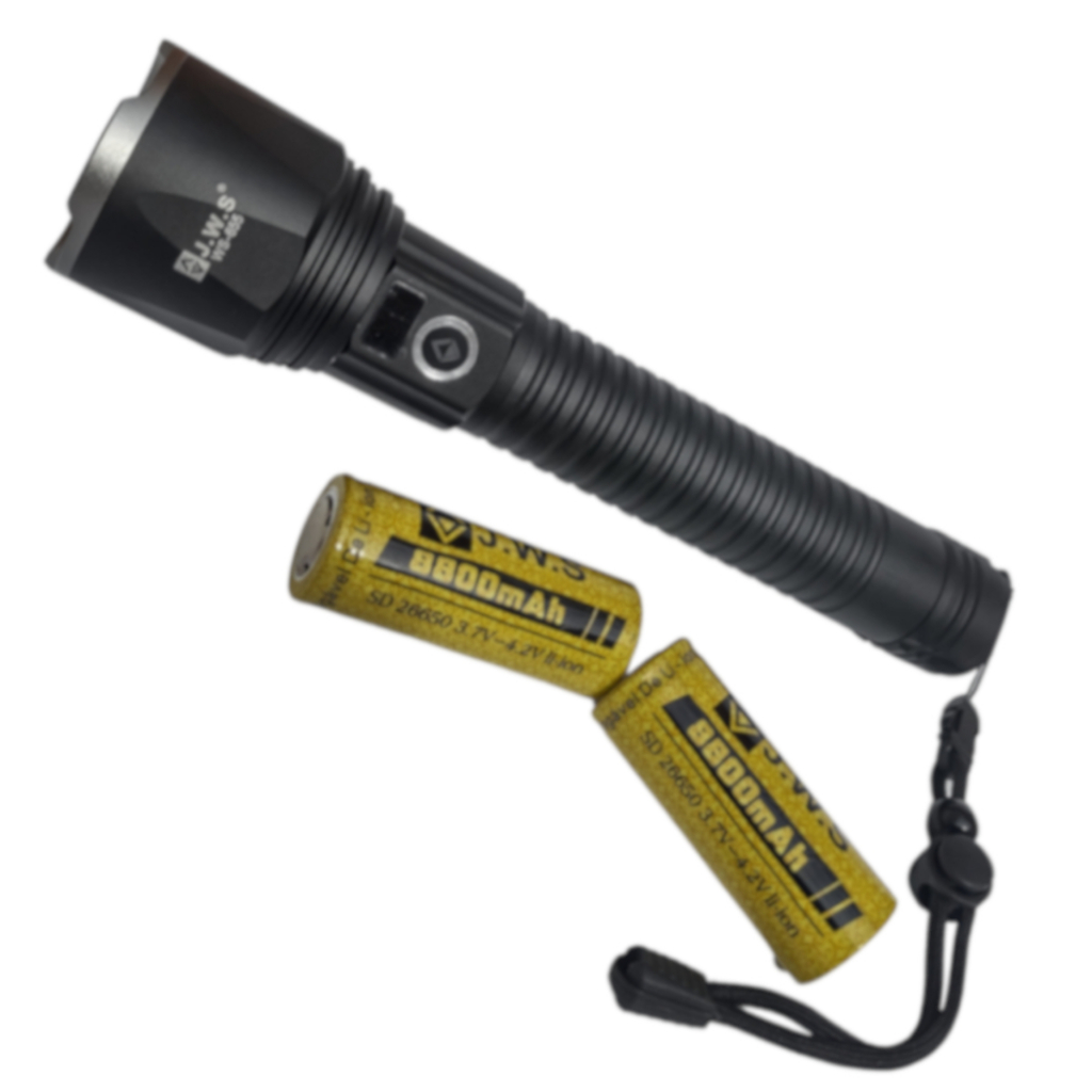 Lanterna Tática Longo Alcance LED V3 JWS - Potência de 97.000.00 Lumens Com 4 Baterias
