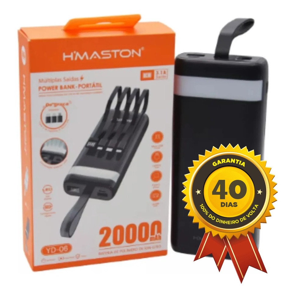 Power bank carregador portátil 5000 10000 20000mAH 10000MAH.SEM FIO  H'Maston bateria externa