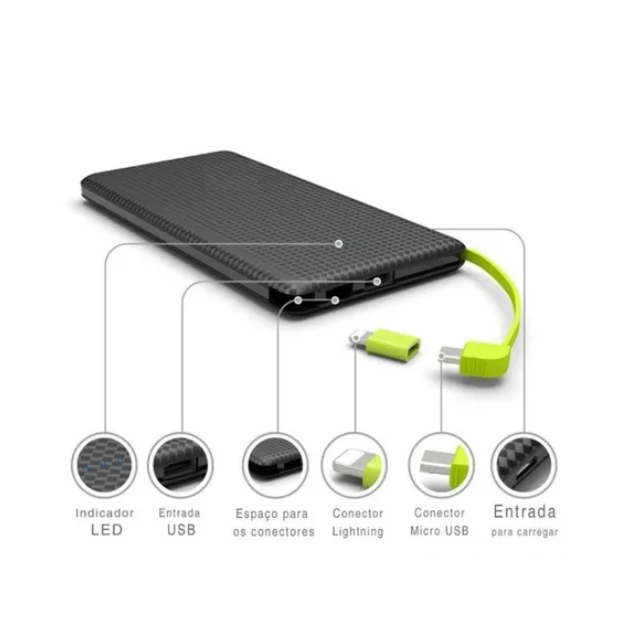 Carregador Portátil Power Bank 10000mah ou 5000mah- ios e v8