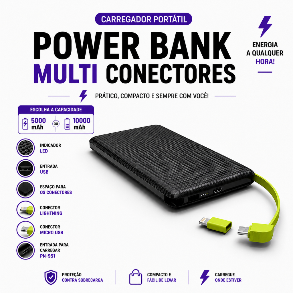 Power Bank Pineng 10000mAh 5000mAh Carregador Portátil iPhone Android