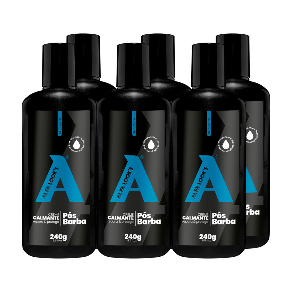 Kit 6 Creme Calmante Pós Barba Menthol 240gr - Alfa Look'S