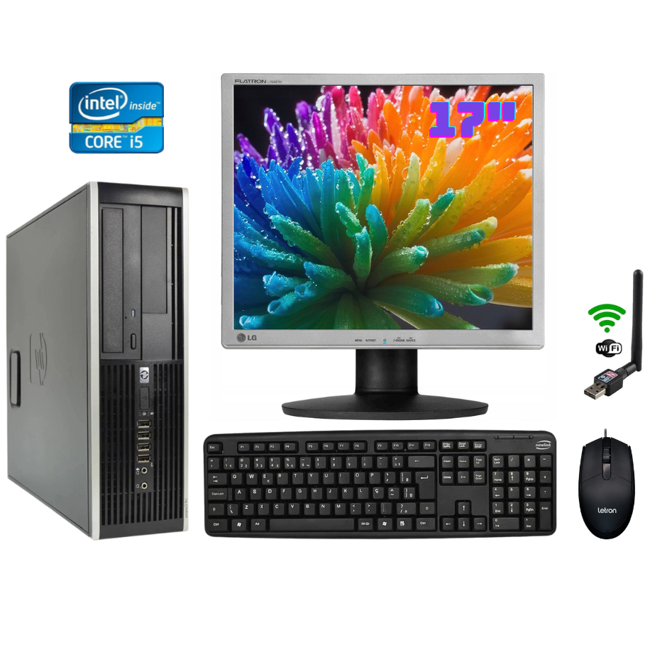 Computador Hp Core i5 Intel 8gb ddr3 500gb hd Tela17 Teclado Mouse Wifi Completo Pronto Para Uso