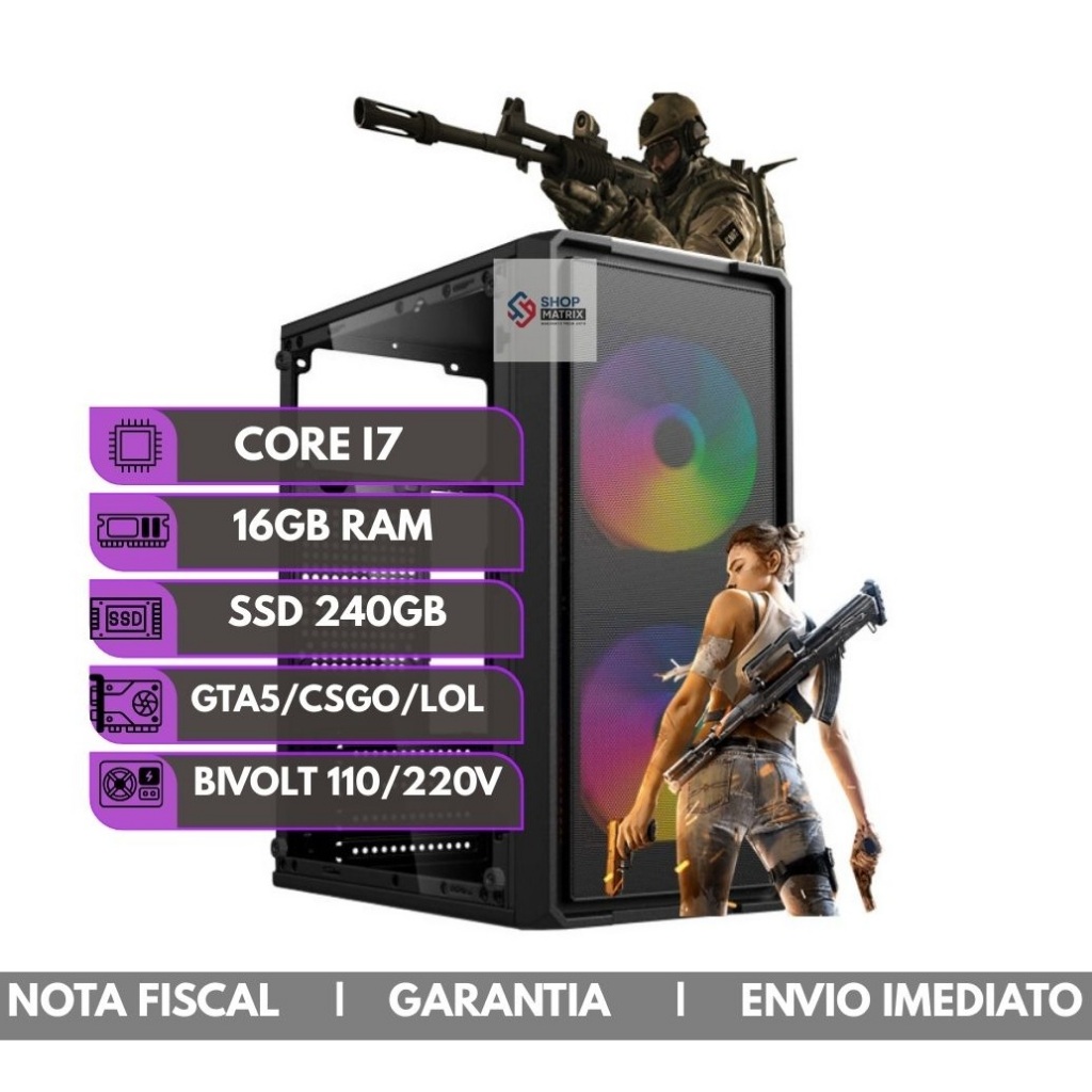 PC Computador Intel Core i7 3.8GHz 16GB RAM SSD 240GB Wi-Fi Super Rápido Pronto Uso