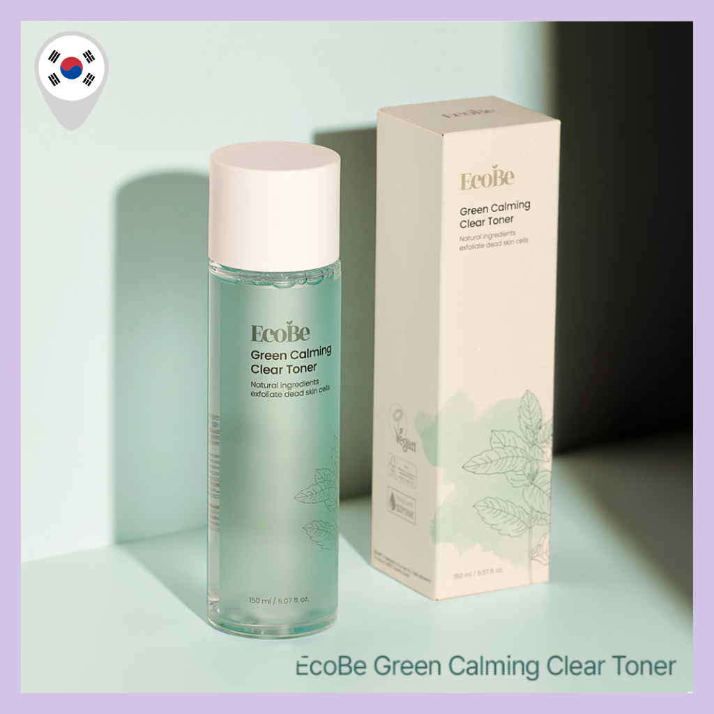 [EcoBe] Green Calming Clear Toner 150ml Facial Vegano Com AHA BHA PHA LHA Para Esfoliação Suave E Calmante