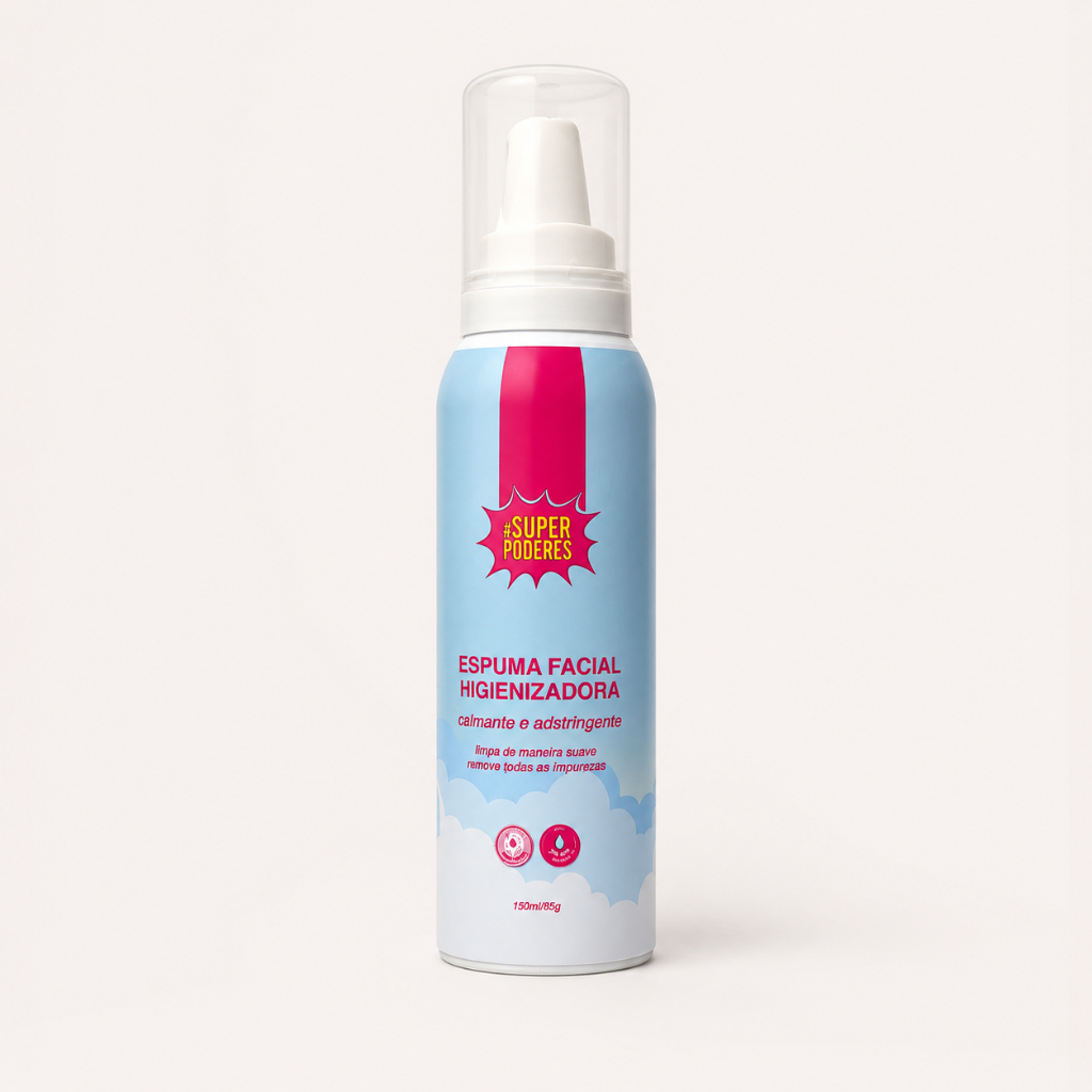 Espuma Facial Higienizadora Super Poderes 150ml Limpeza Suave Ação Calmante e Controle da Oleosidade