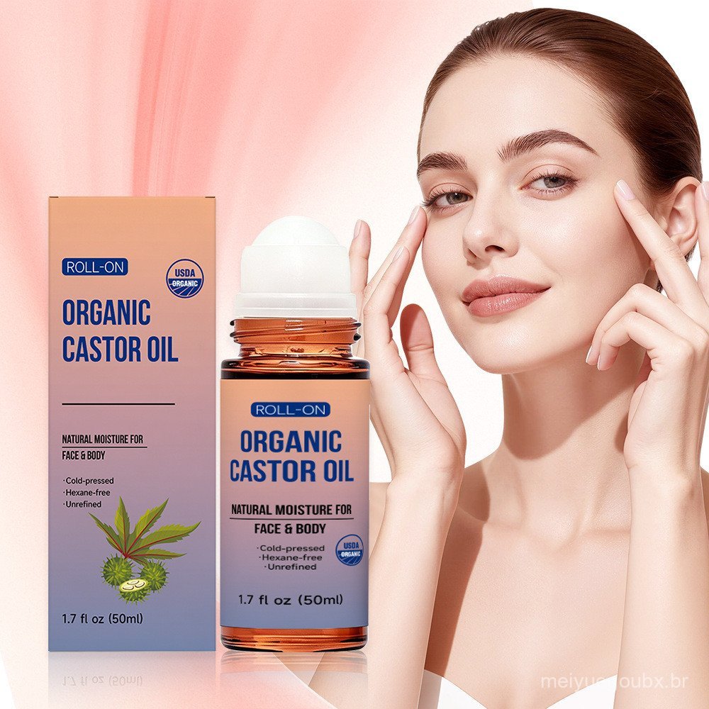 Óleo de rícino popular em roll-on de 50ml, calmante e suave, hidrata e suaviza a pele, óleo portátil para cuidados diári