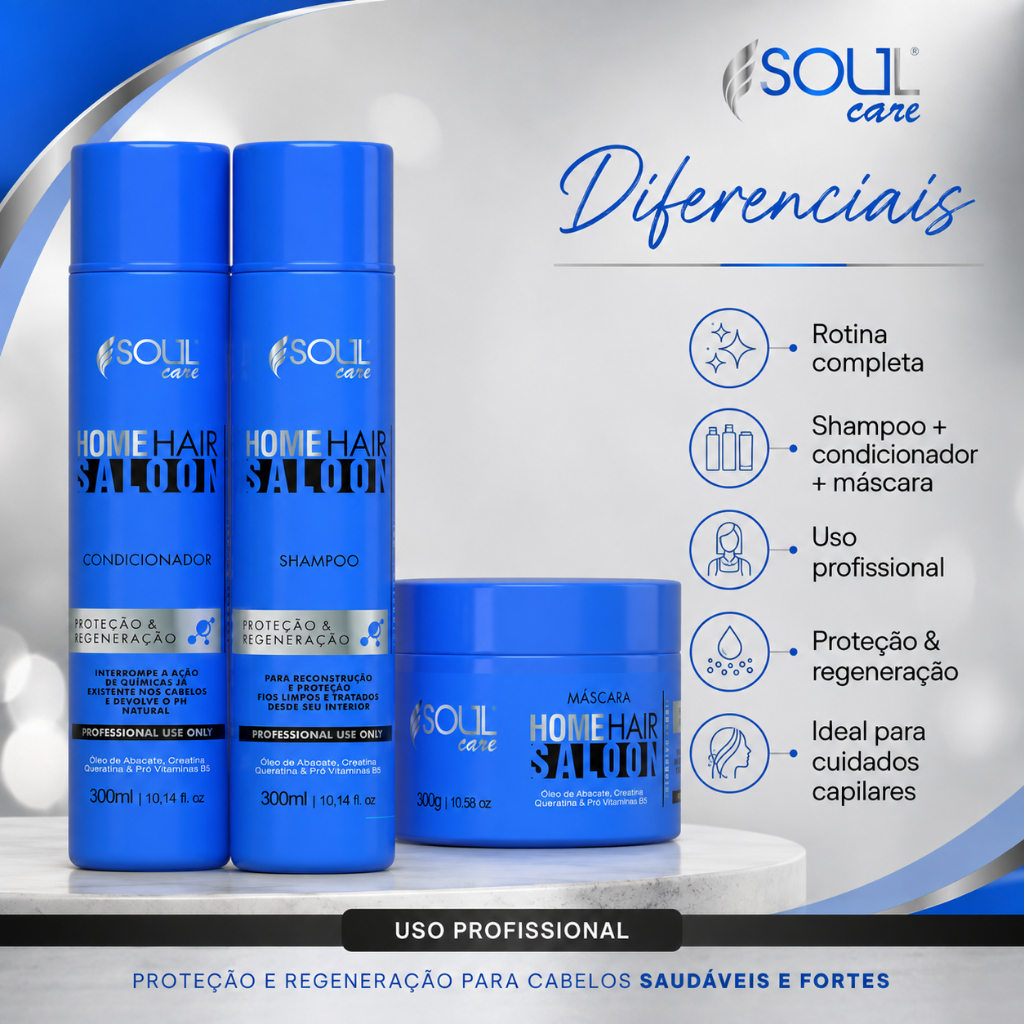 Kit Nutrição Tratamento Capilar Profissional 300g Shampoo Condicionador e Máscara Cabelo Danificado