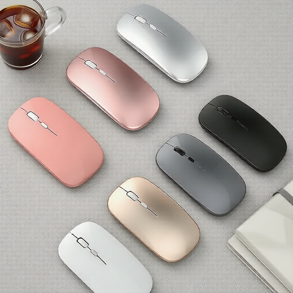 Mouse Sem Fio Silencioso RGB Retroiluminado com Bateria Recarregável, Design Ergonômico para PC/Laptop/iPad