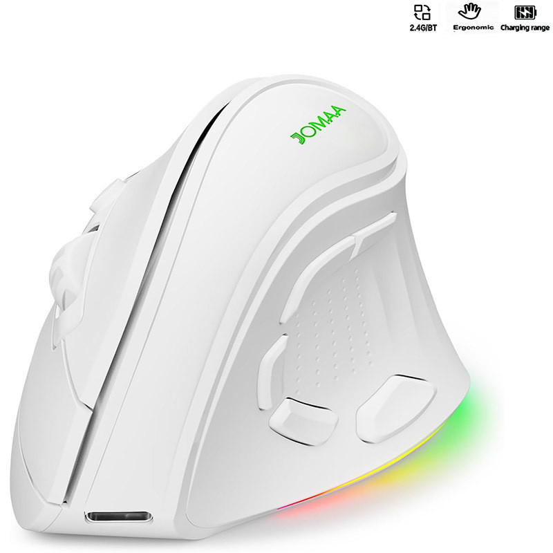 Rato Vertical Ergonômico Sem Fio Bluetooth 2.4G Modos Duplos 4000 DPI 9 Botões RGB Retroiluminados Silencioso Compatível