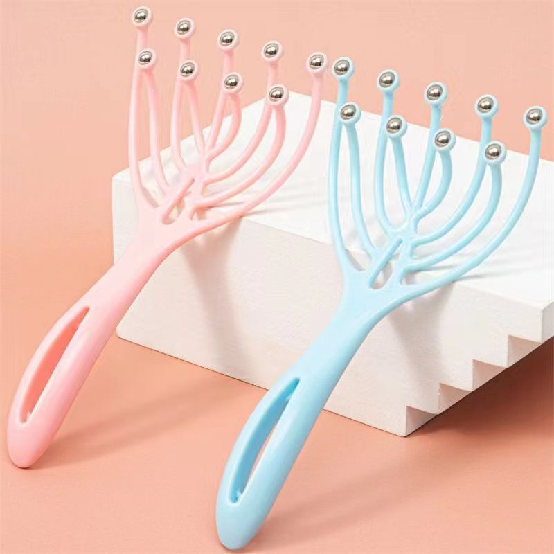 5/9 Garras Massageador De Cabeça Com Rolo De Massagem De Bolas De Aço Penteador De Meridianos Suaves De Relaxamento Corporal Spa Ferramenta De Alívio De Estresse Portátil Manual Ferramentas De Cuidados A