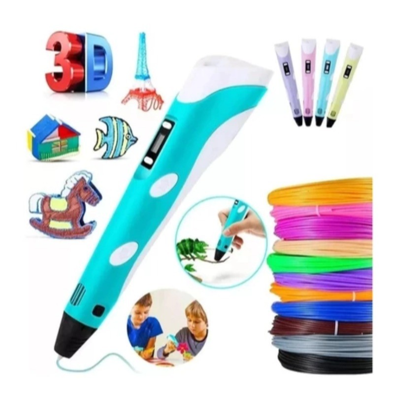 Caneta 3D Impressora Manual Infantil e Adulto com Filamentos Coloridos