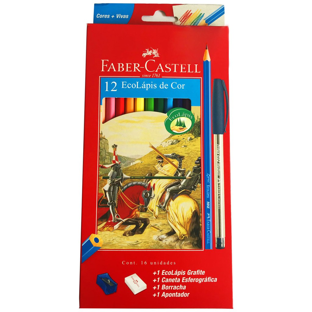 Kit Ecolápis Grafite + 01 Caneta Esfereográfica + 01 Bporracha + 01 Apontador