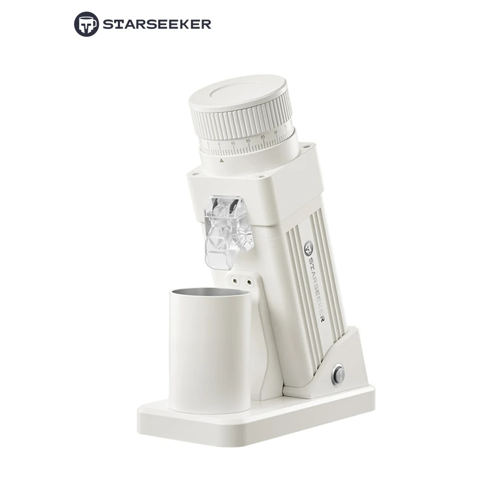 Moedor Elétrico STARSEEKER E55Pro Branco 55mm Titanium | Ajuste Stepless para Espresso e Filtrados - BIVOLT