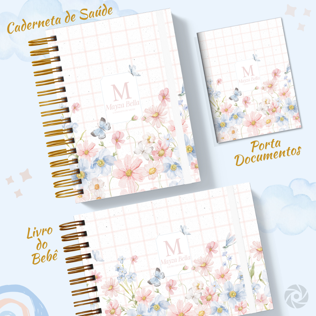 Kit Maternidade com amor - Livro do Bebê + Porta Documentos + Caderneta de Vacina